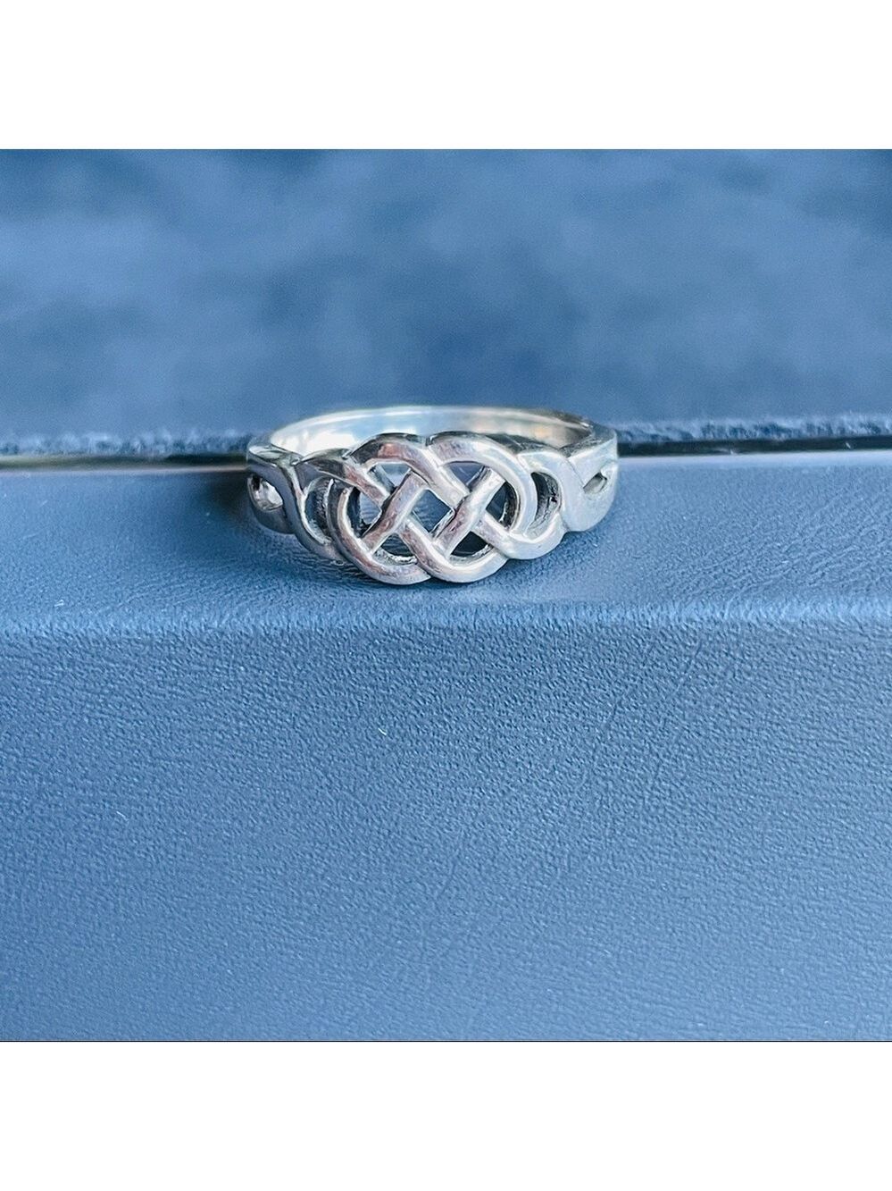 CELTIC KNOT DESIGN INFINITY STERLING SILVER RING - Picture 1 of 10
